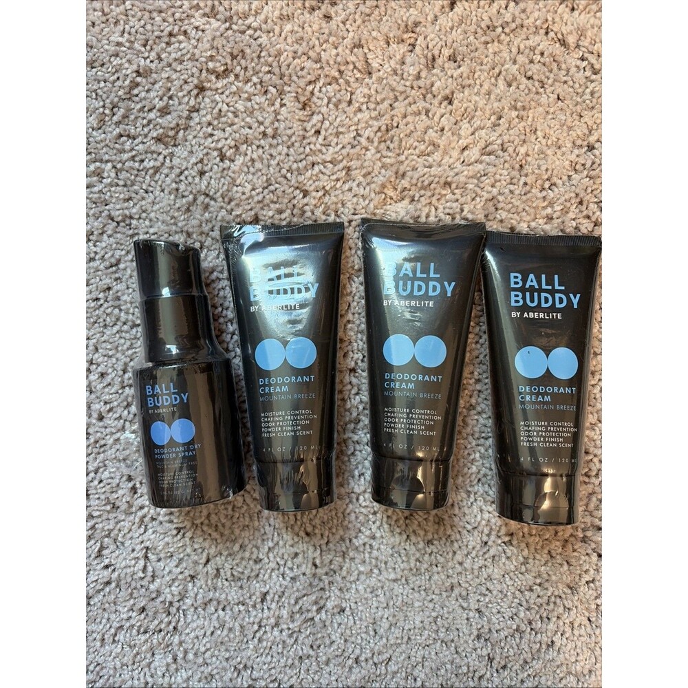 Aberlite Ball Buddy Deodorant Cream Mountain Breeze x3 and Deodorant Dry Powder